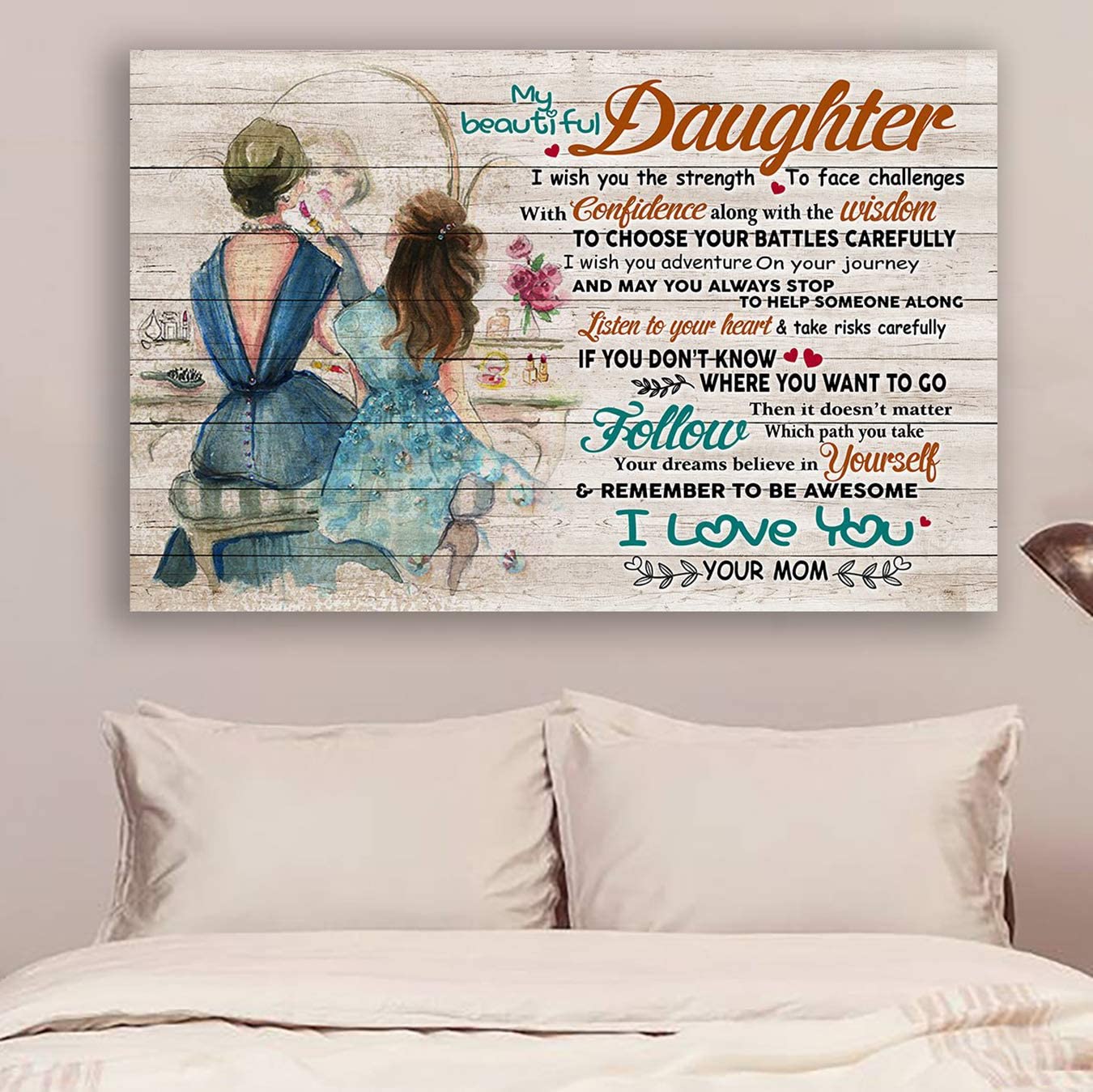 Poster for Room Aesthetic -Command Strips Wall Decor – Hn114 Family Poster – Mom to Daughter – I Wish You The Strength