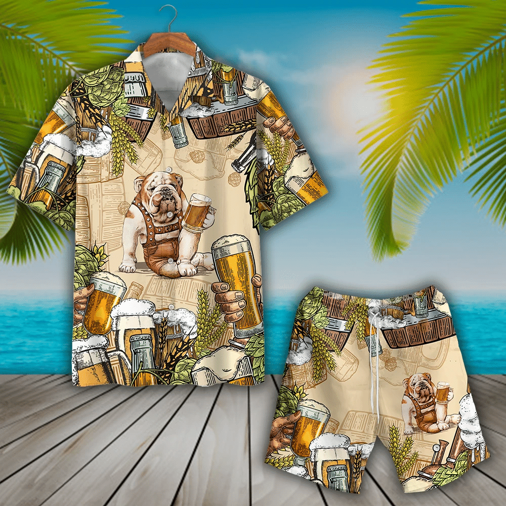 Bulldog Beer Hawaii Shirt Set Unisex Ha73879