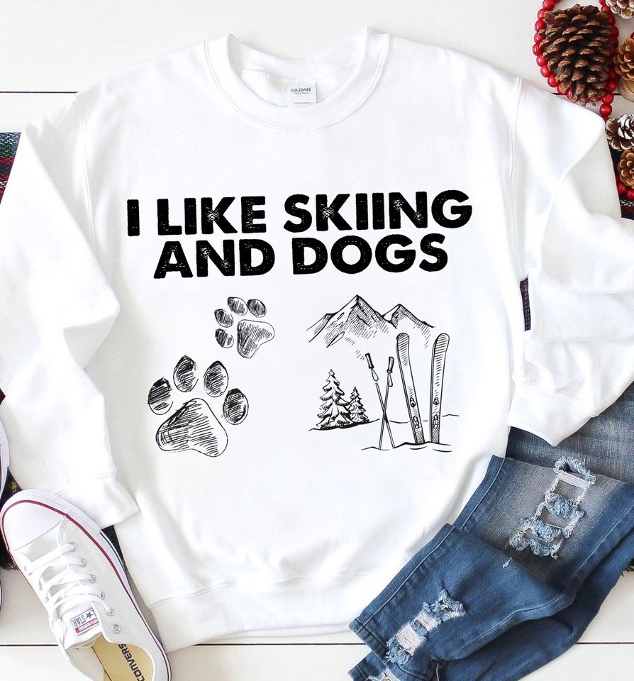 I Like Skiing And Dogs Standard Crew Neck Sweatshirt