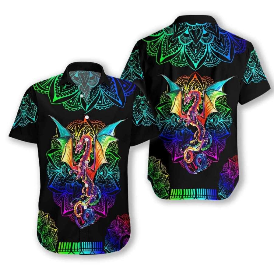 Dragon Mandala Rainbow Hawaii Aloha Shirts Ha15186