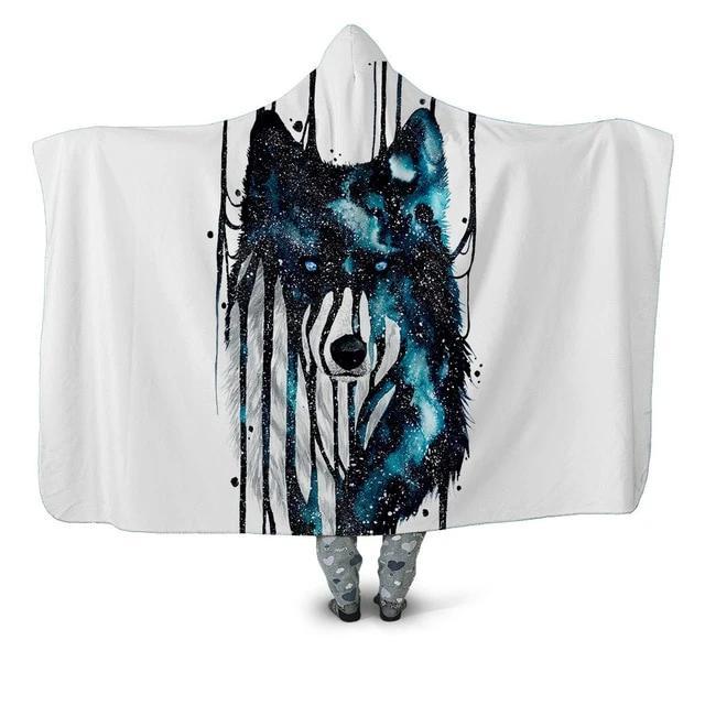 Dripping Galaxy Wolf Blanket Hoodie Corethermax