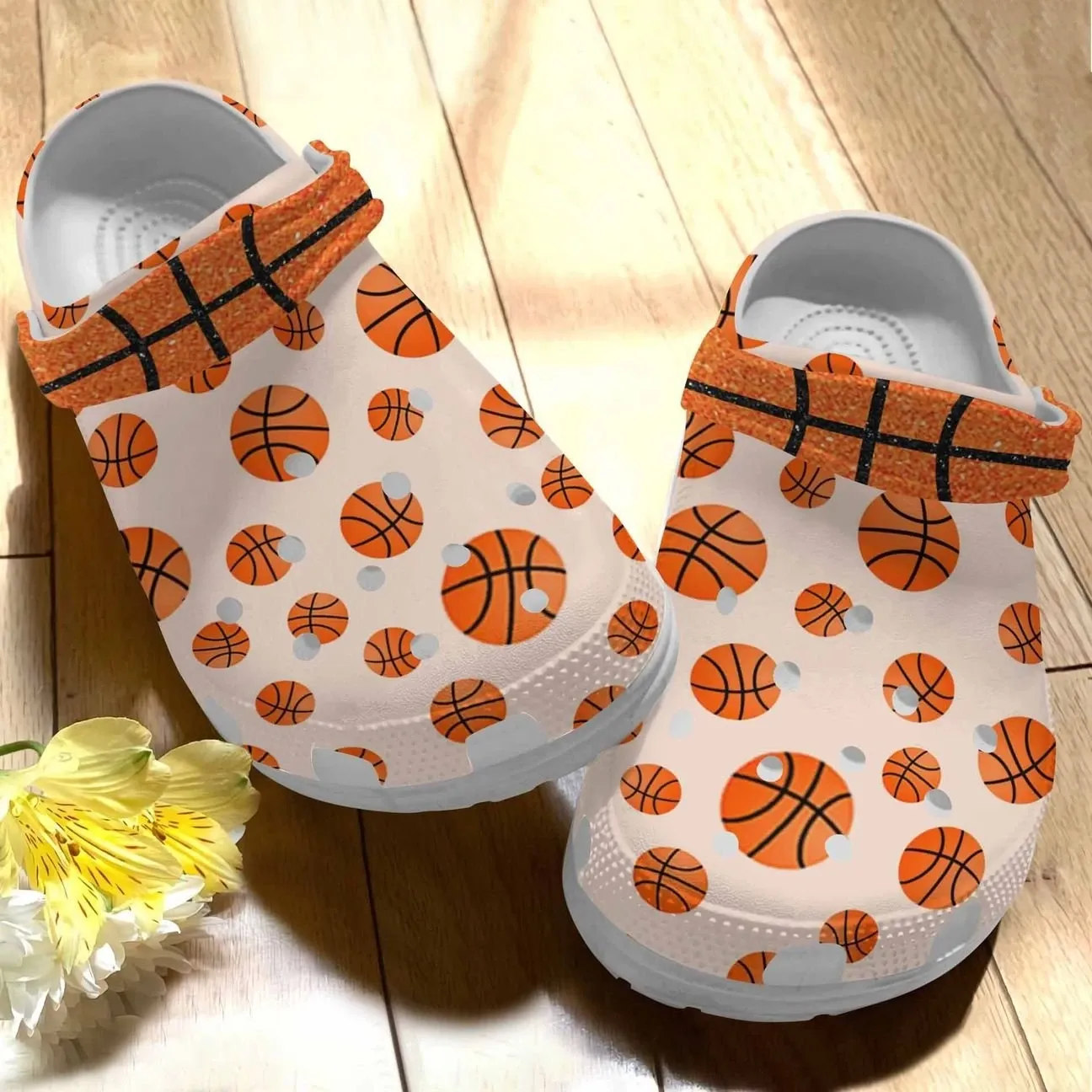 Basketball Pattern V1 Personalize Clog Custom Crocss Fashionstyle Comfortable For Women Men Kid Print 3D