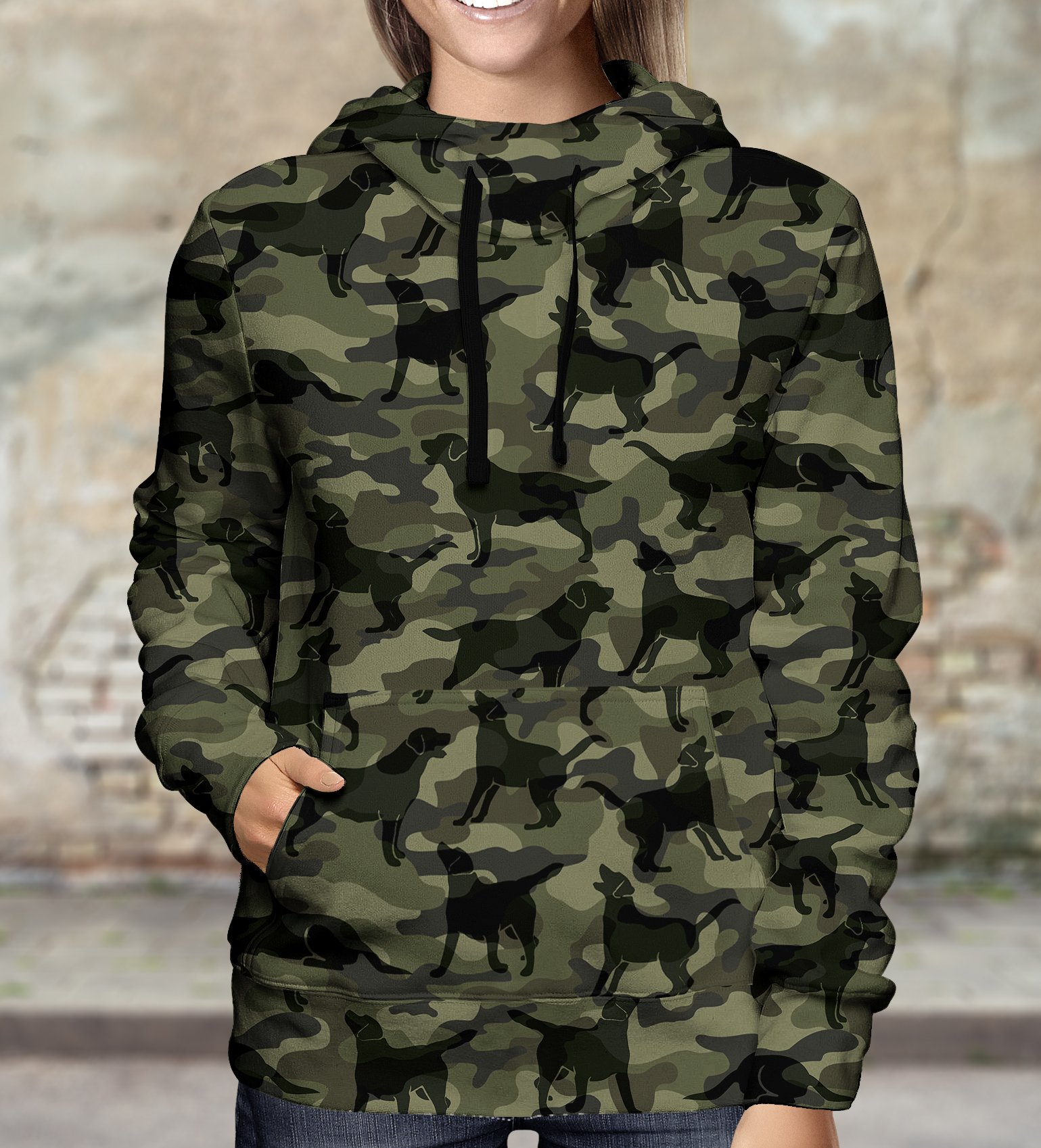 Street Style With Labrador Camo Hoodie V1