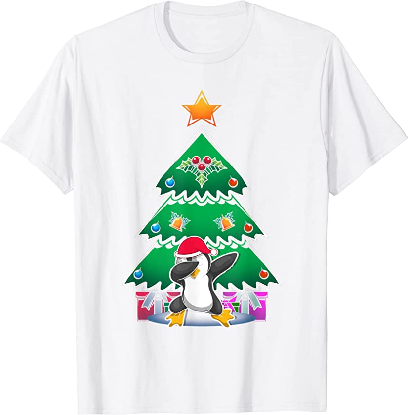 Merry Christmas Tree Animal Xmas Dabbing Antarctica Penguin T-Shirt