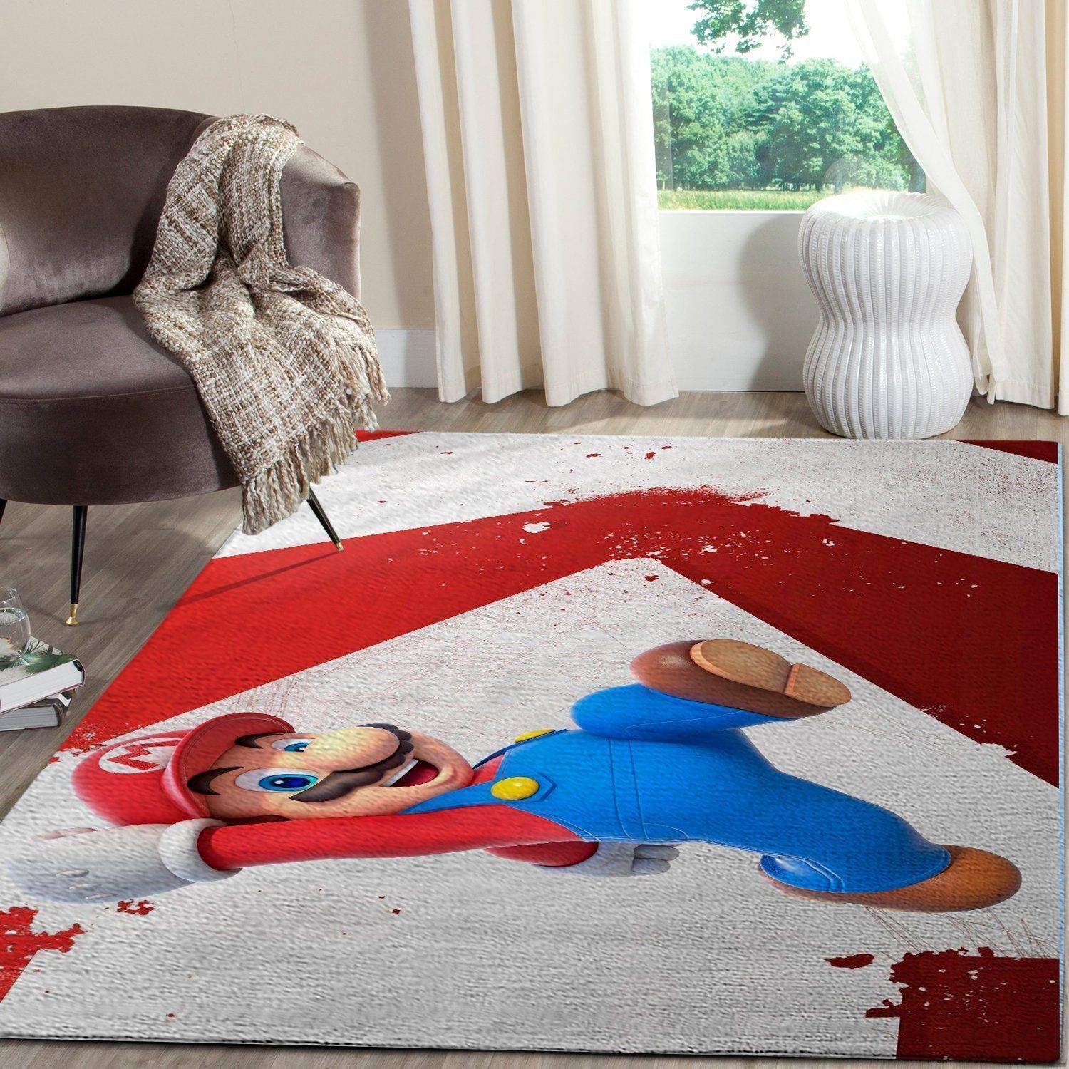 Super Mario Area Rug Nintendo Video Game Carpet, Gamer Living Room Rugs, Floor Decor 191206