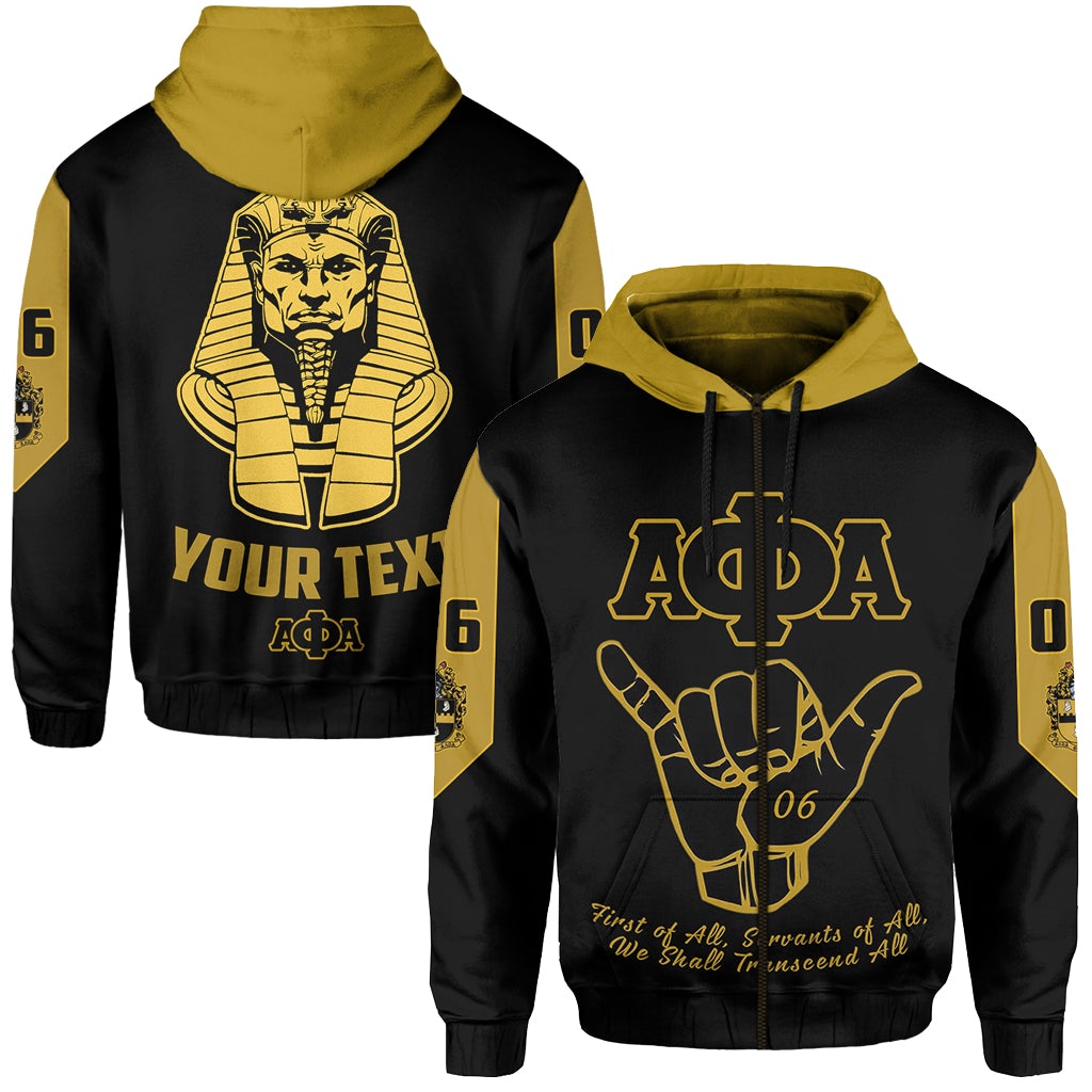 Alpha Phi Alpha Motto Personalized Zip Hoodie Hand Sign And Great Sphinx Lt13