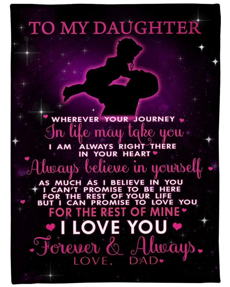 To My Daughter Always Believe In Yourself Purple Blanket Gift For Daughter From Dad Birthday Gift Home Decor Bedding Couch Sofa Soft And Comfy Cozy