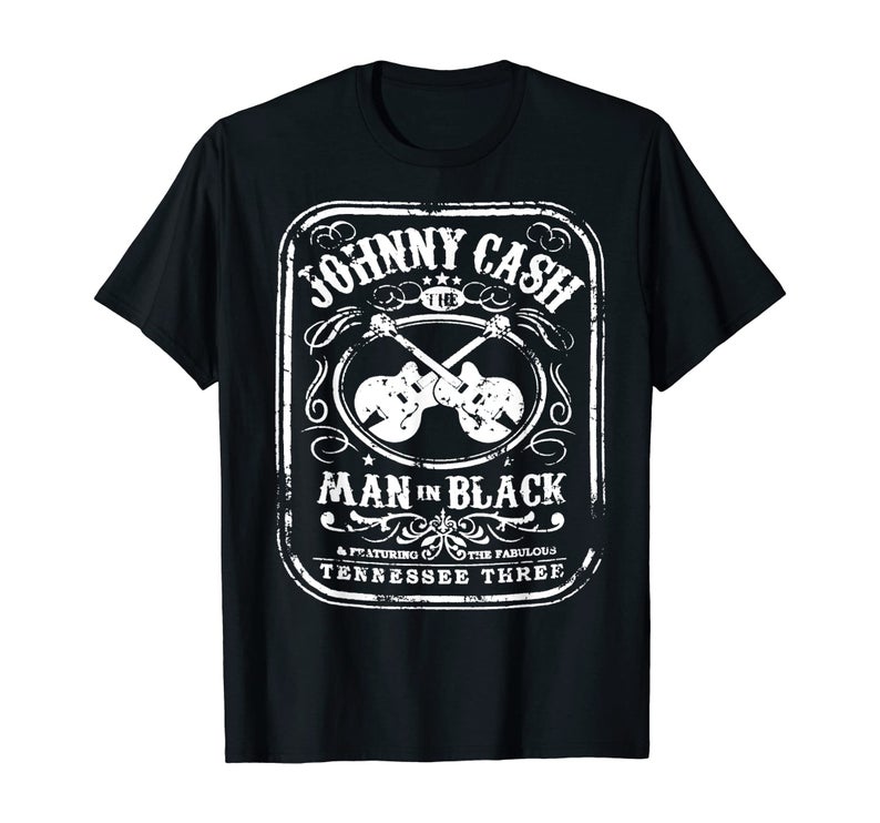 Black vintage Johnny Tees cash vintage Outlaw music black print T-shirt