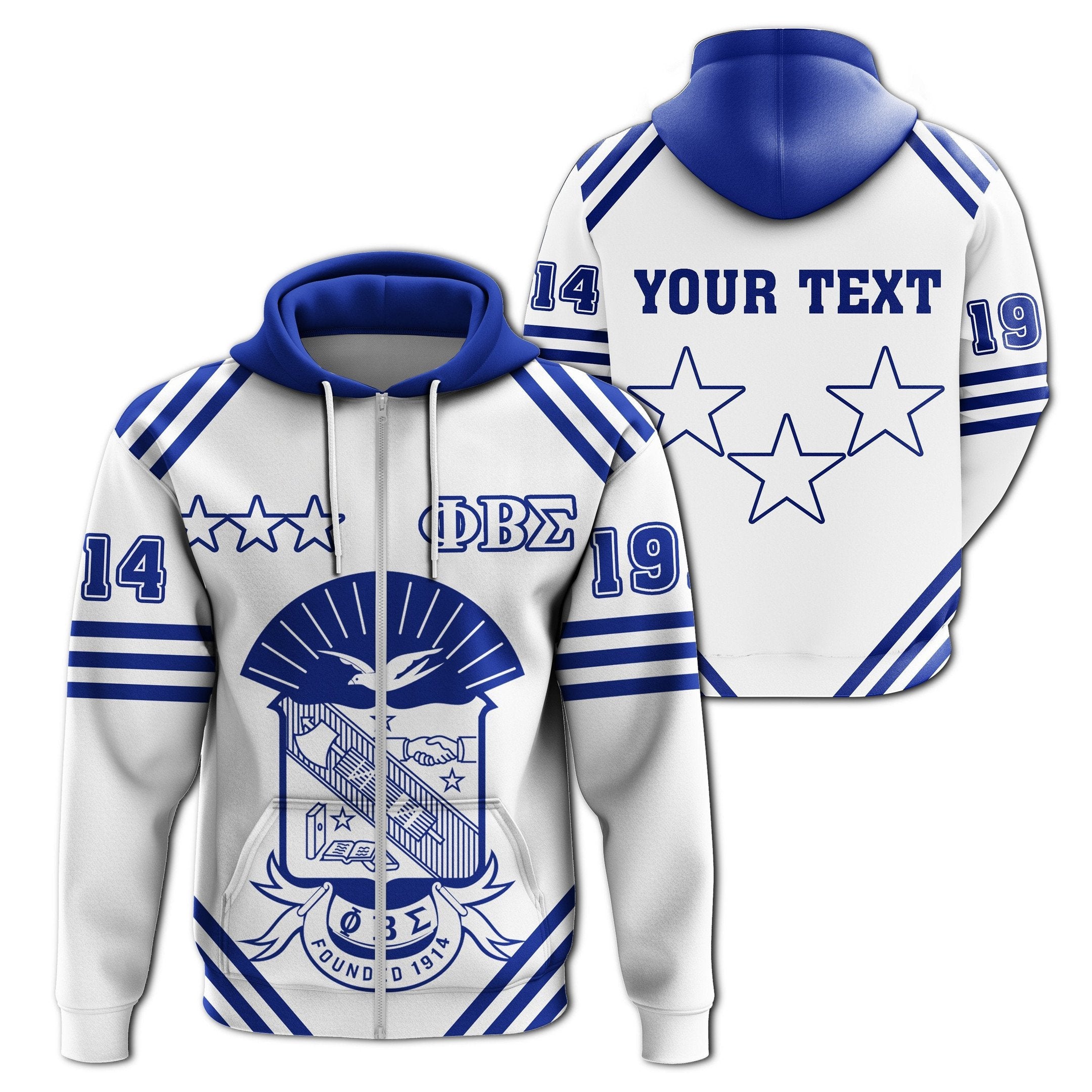 Fraternity Hoodie – Personalized Phi Beta Sigma Zip Hoodie Bellow Style