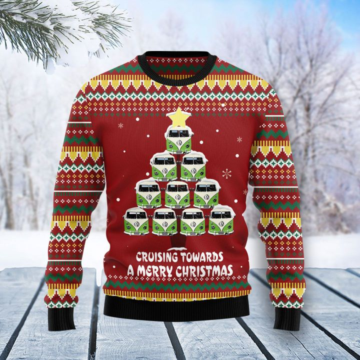 VW Bus Christmas Tree Christmas Ugly Sweater | Unisex | Full Size | Adult | Colorful | US1291