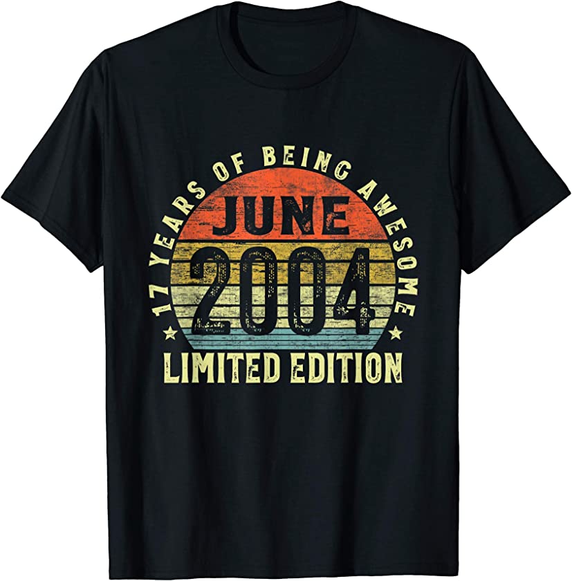 Vintage June 2004 Limited Edition 17 Years Old Gift 17th T-Shirt