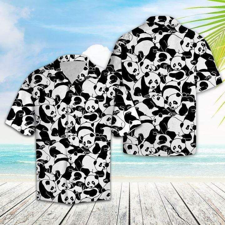 High Quality Lovely Panda Hawaii Aloha Shirts Ha77441