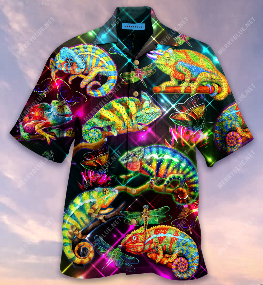 Chameleons Colorful Night Reptiles Unisex Hawaii Shirt Ha40656