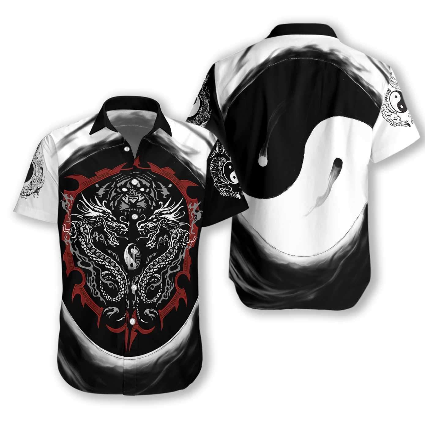 Dragon Tiger Yin Yang Art 3d Ez05 2710 Hawaiian Shirt