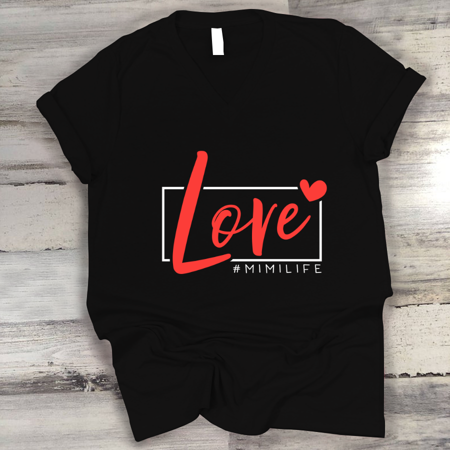 Love Mimi Life Heart Custom V-Neck