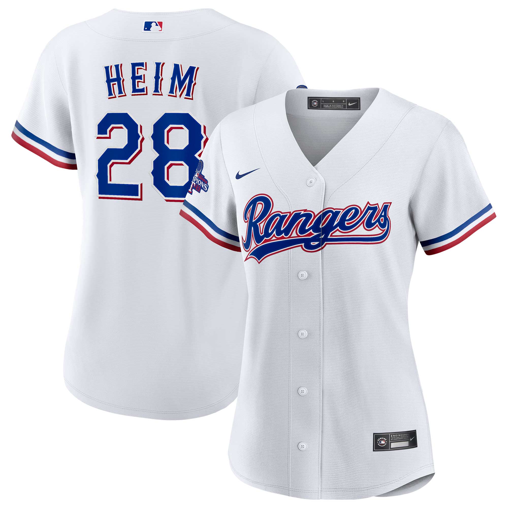 Women’s Texas Rangers Jonah Heim White Home 2023 World Series Champions Player Jersey