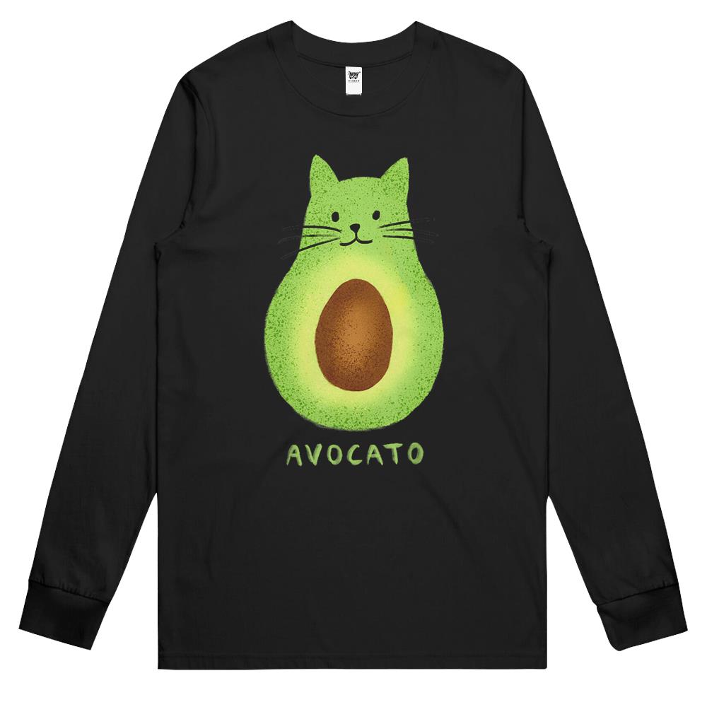 Avocato Funny Cute Cat Avocado Gift For Vegan And Cat Lover Long Sleeve T Shirts