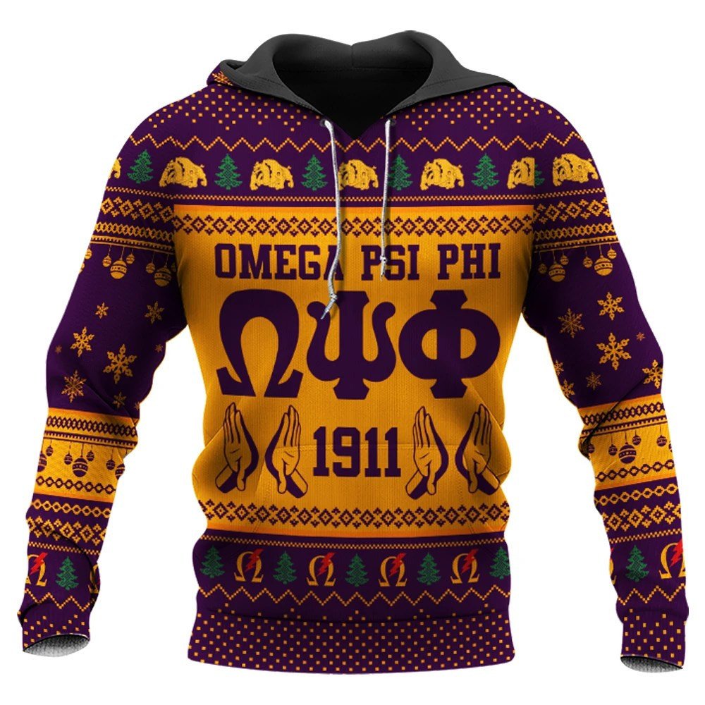 Fraternity Hoodie – Omega Psi Phi Handsign Christmas Hoodie