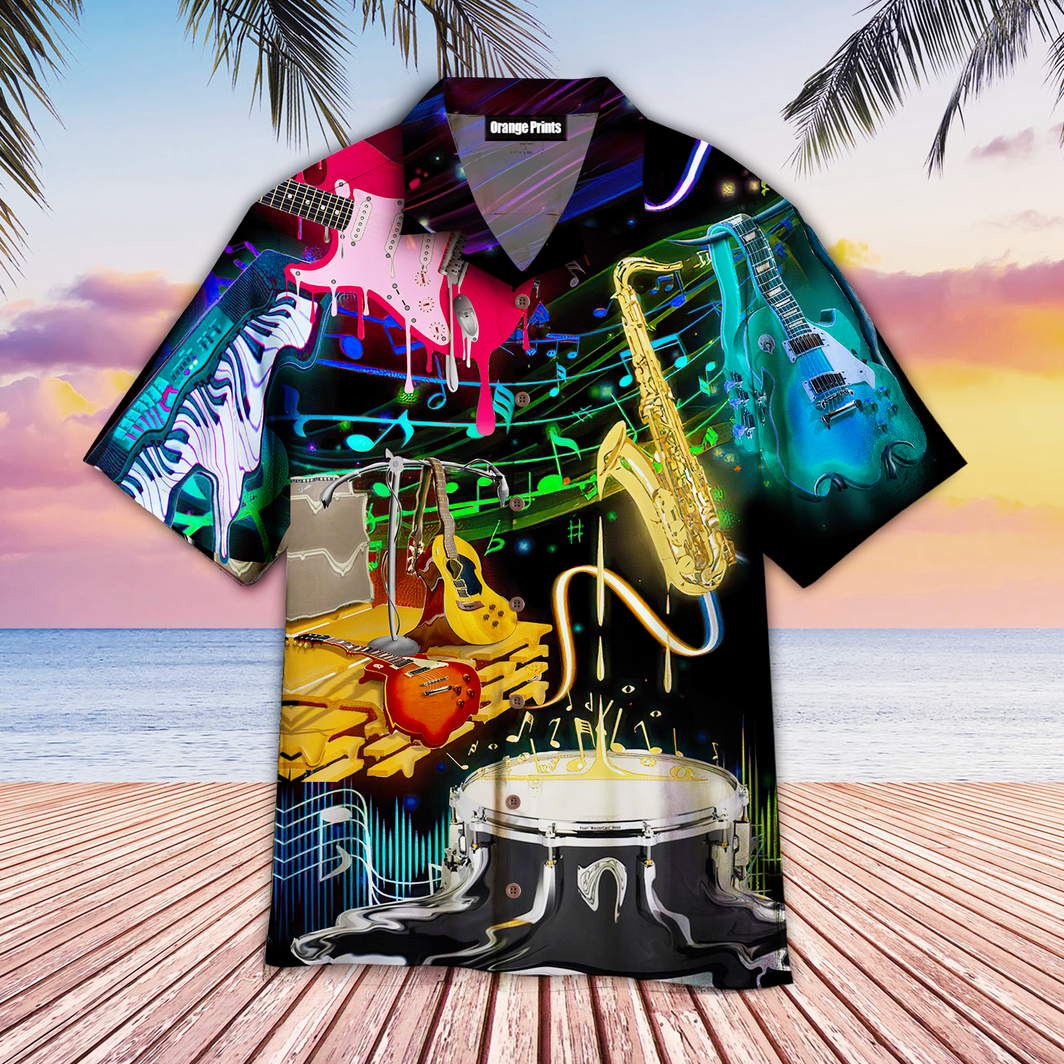 Melting Musical Instruments Hawaii Shirt For Men And Women Ha8012