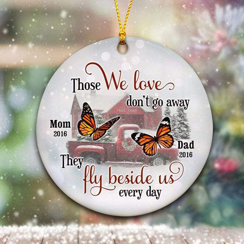 Butterflies Car Snow Memorial Circle Ornament