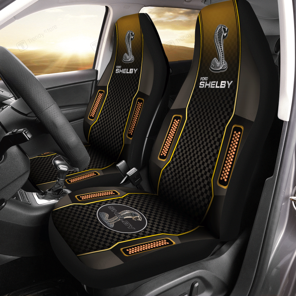 Ford Shelby Mustang Car Seat Cover (Set Of 2) Yellow