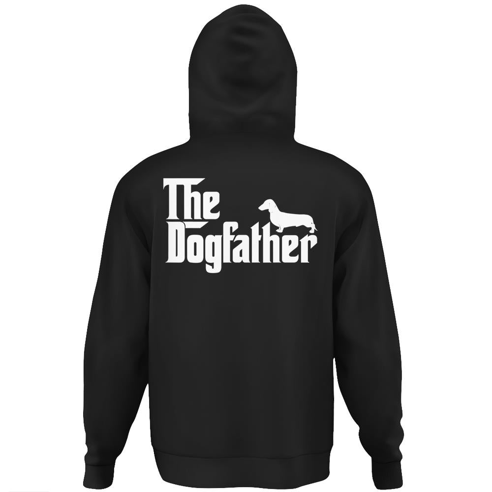 Mens The Dogfather Dachshund Funny Father Dog Lover Gift Father’S Day Gift Hoodie Print On Back