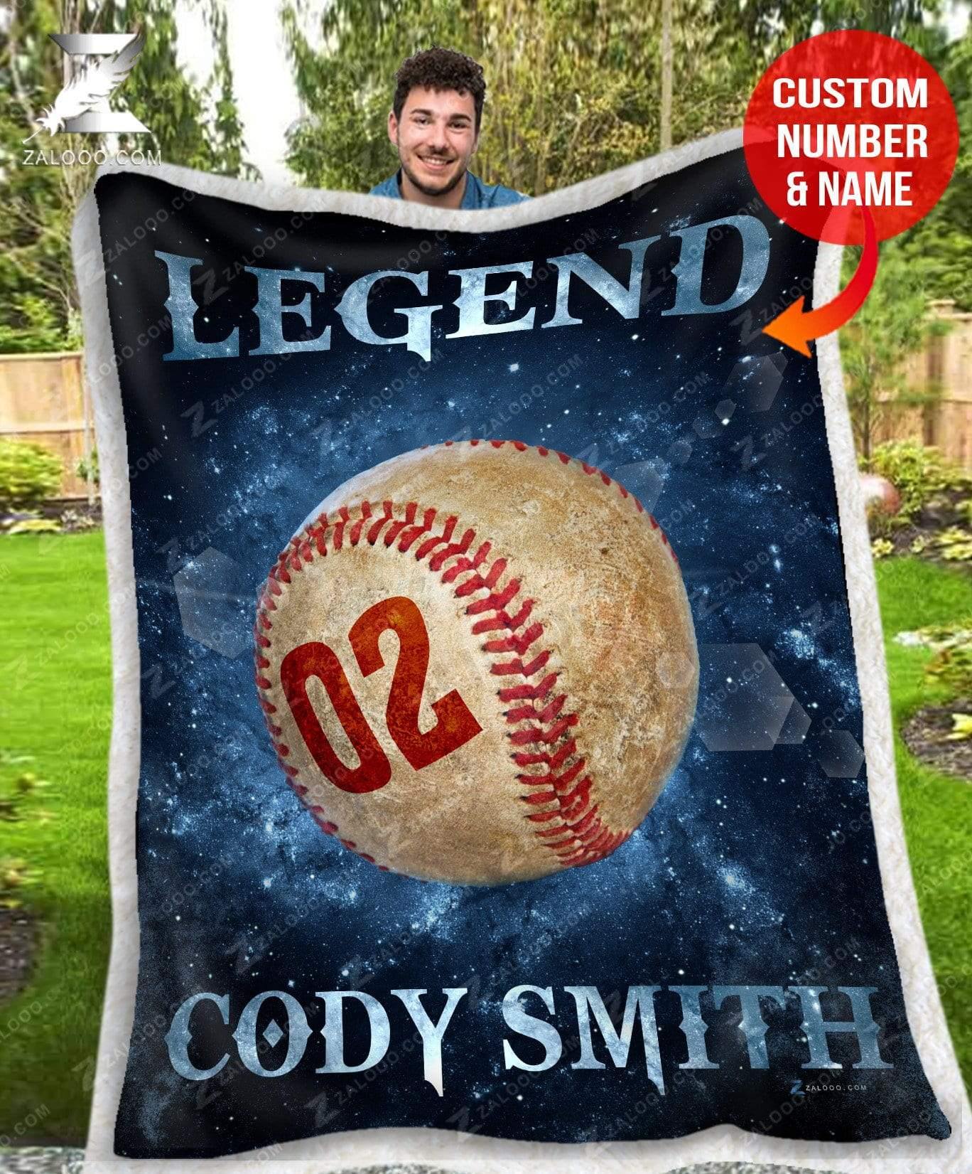 Christmas Gift Custom Fleece Blanket BASEBALL Legend