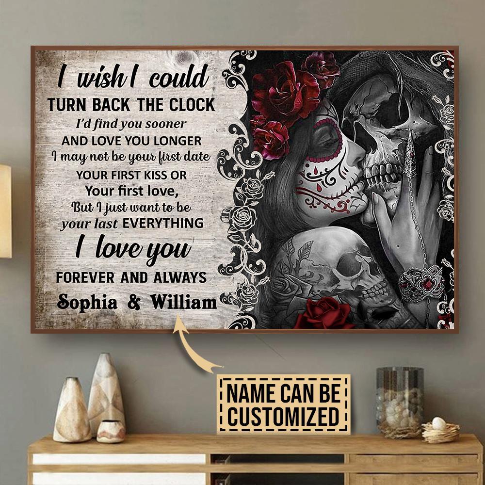 Aeticon Gifts Personalized Skeleton Turn Back The Clock Canvas Mom Dad Gift Home Decor