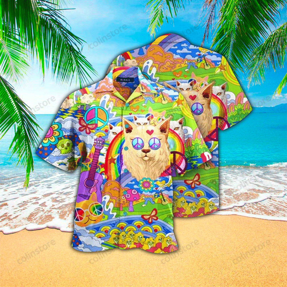 Amazing Hippie Cat Hawaii Shirt Aloha Ha104603