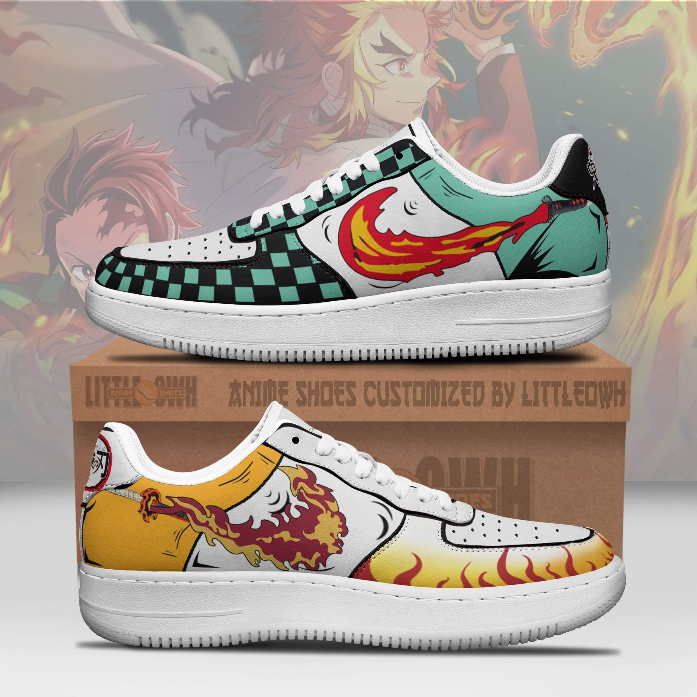 Tanjiro X Rengoku Air Sneakers Custom Demon Slayer Anime Shoes