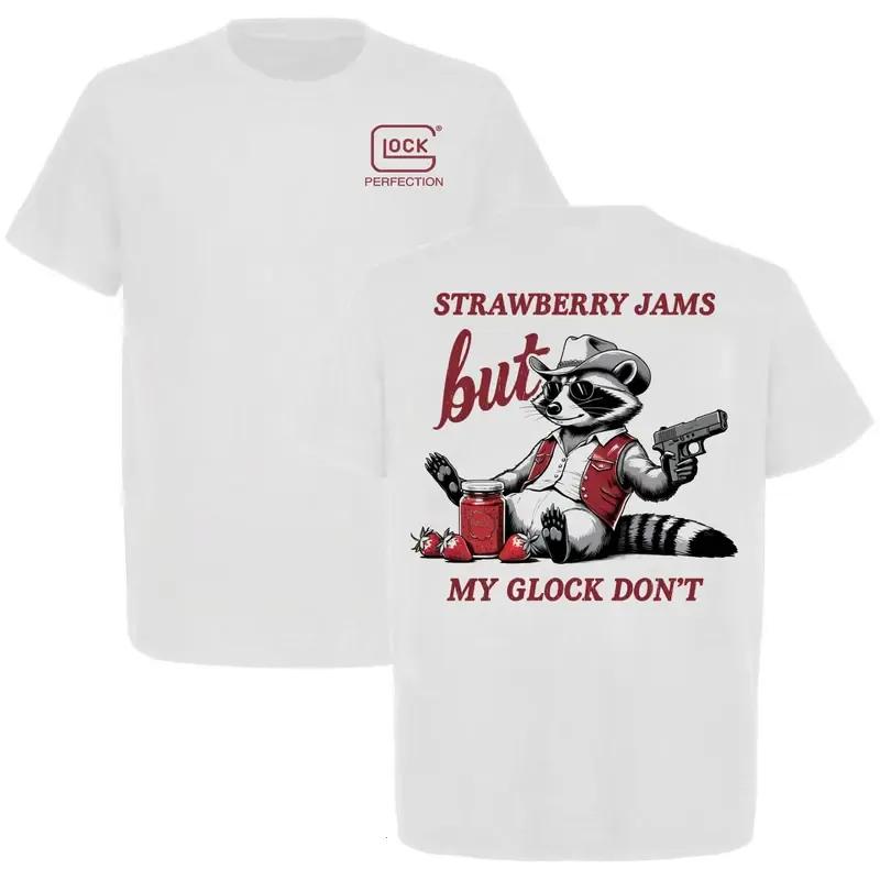 Glock Raccoon T-Shirt, Strawberry Jams but My Glock Dont Funny Graphic, Bold Tee for Gun Lovers & Country Vibes – Wearverse Fashions