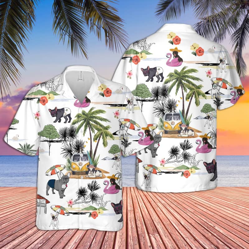 Unisex French Bulldog Beach Hawaiian Shirt