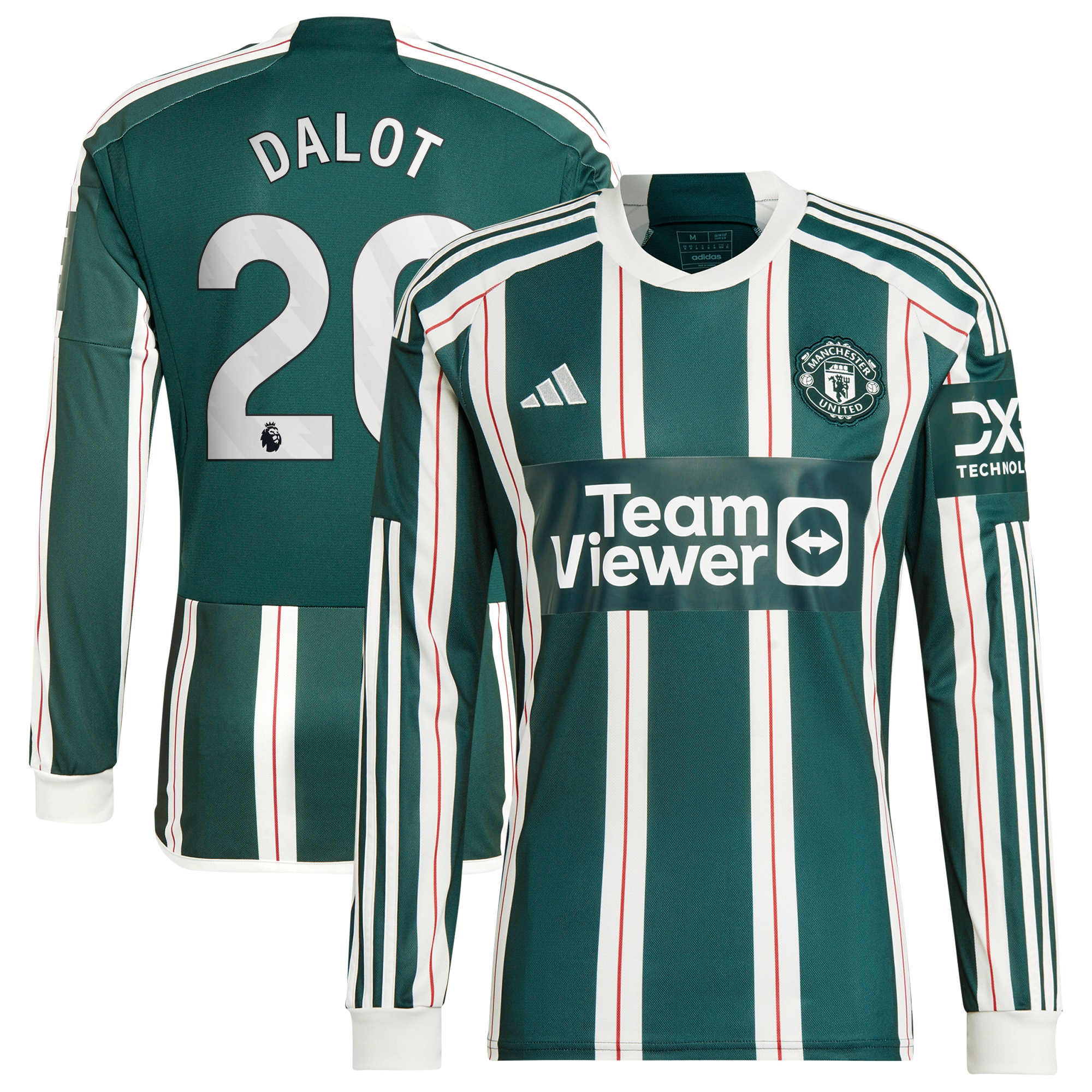 Diogo Dalot Manchester United 2023/24 Away Long Sleeve Replica Player Jersey – Green