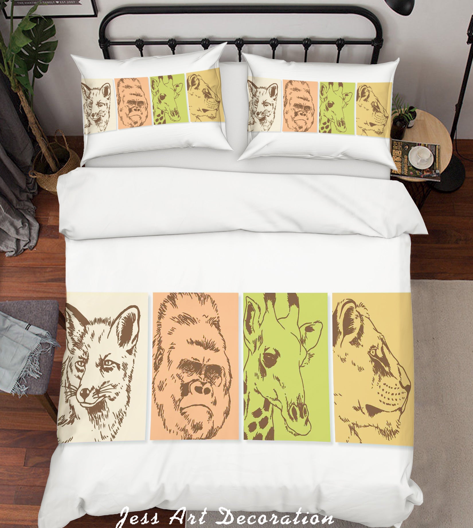 3D Animal Wolf Orangutan Giraffe Lion Quilt Cover Set Bedding Set Pillowcases 94