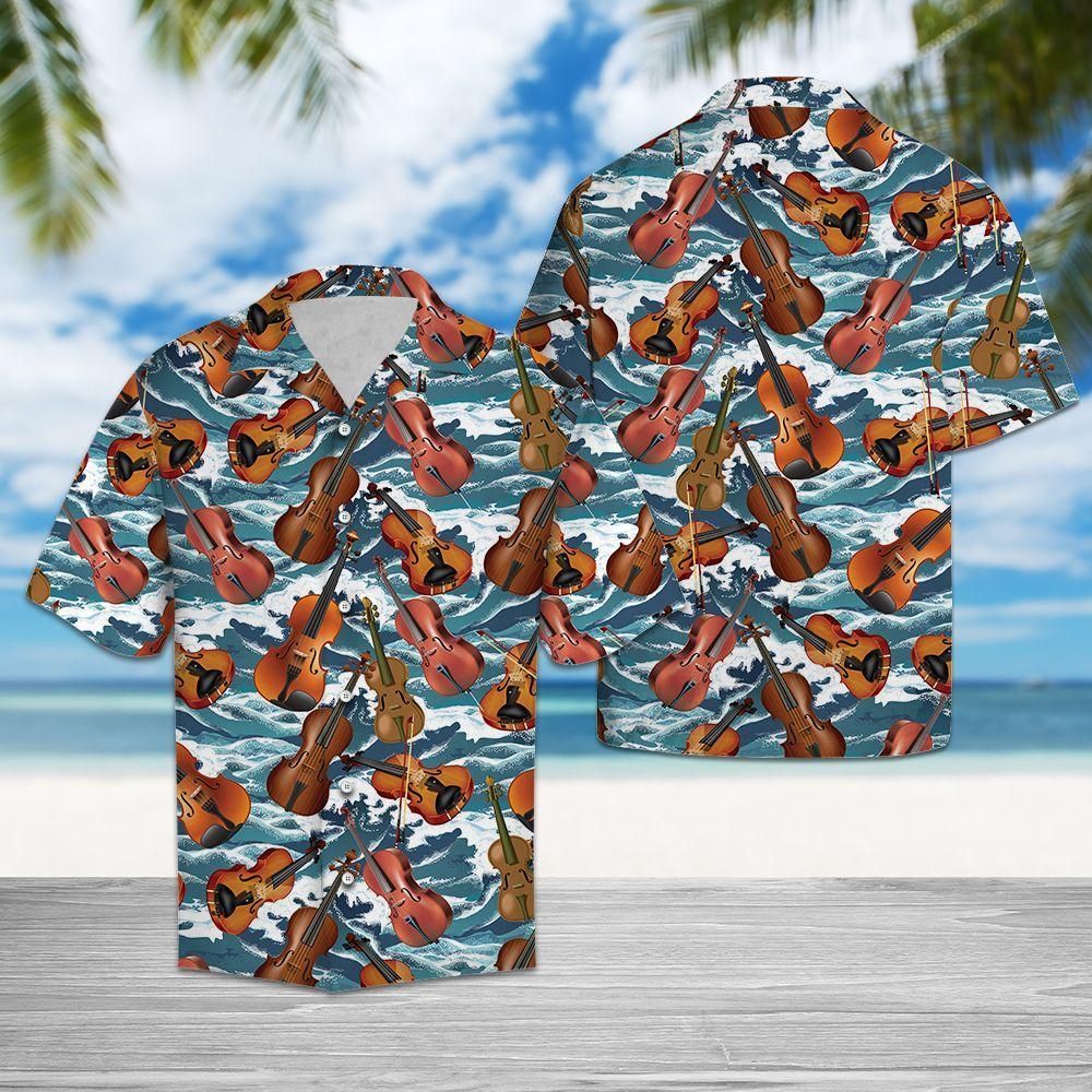 Violin For Summer Aloha Hawaiian Shirt Colorful Short Sleeve Summer Beach Casual Shirt For Men And Women