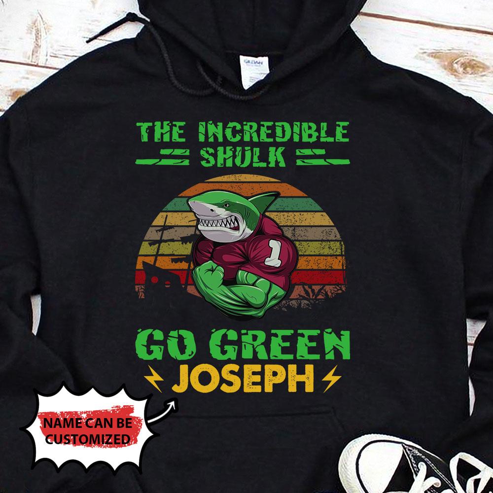 Personailzed Hoodie Green Shark Go Green