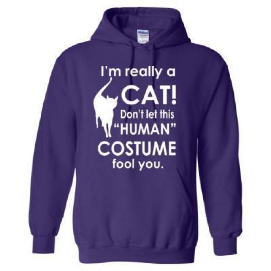 AGR I Am Really A Cat Dont Let This Human Costume Fool You – Heavy Blend™ Hooded Sweatshirt