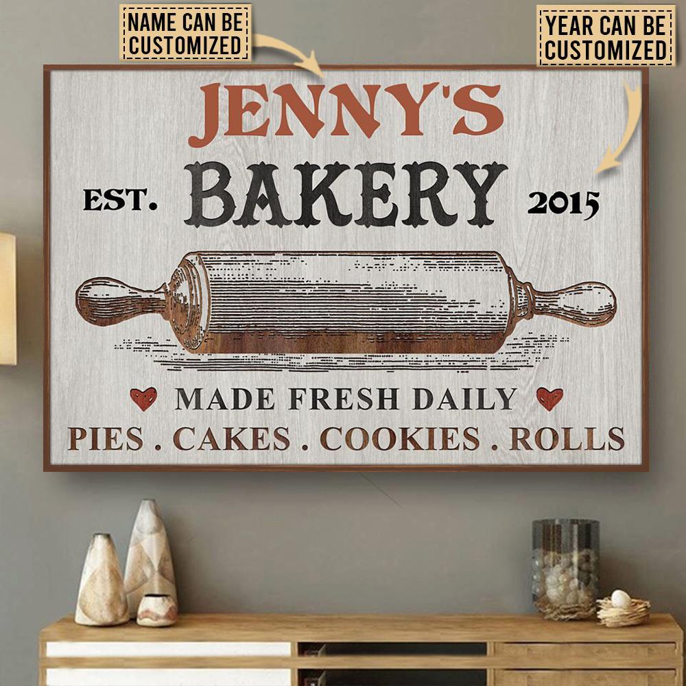 Aeticon Gifts Personalized Baking Bakery Made Fresh Daily Canvas Mom Dad Gift Home Decor