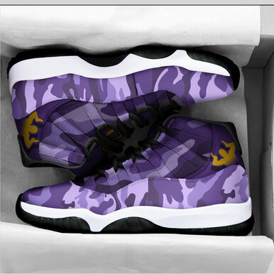 Omega Psi Phi High Top Basketball Shoes J 11 – Fraternity Hand Gesture Camouflage Patterns High Top Sneakers J 11