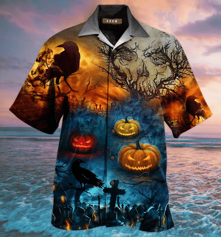 Discover Cool Glowing Pumpkin By Night Halloween Unisex Hawaii Aloha Shirts V Ha3604