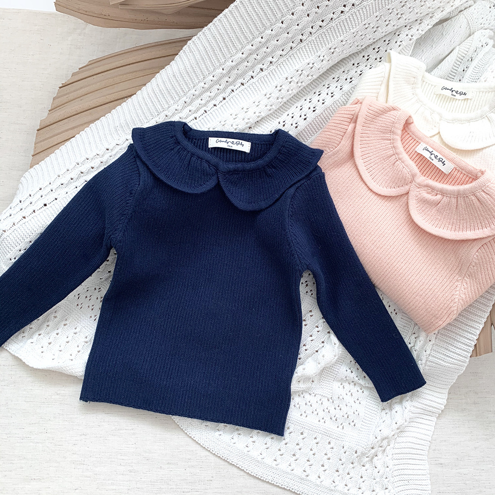 Toddler Kids Sweater Top Clothes 2021 Girl’s Knitted Lace Hollowed Out T-shirt Lantern Long Sleeve Bottoming T Shirt Princess alx