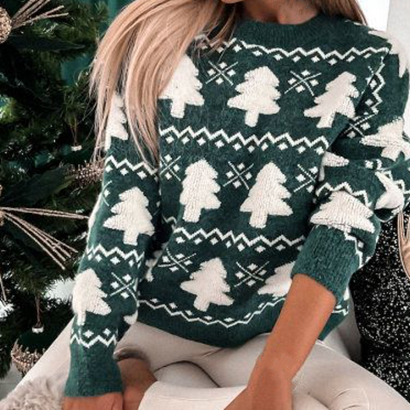 Women Santa Tree 3D Print Sweaters Christmas Jumpers Casual Warm Thick Knitwear Full Sleeve O Neck Xmas Party Sweater Pull Femme alx