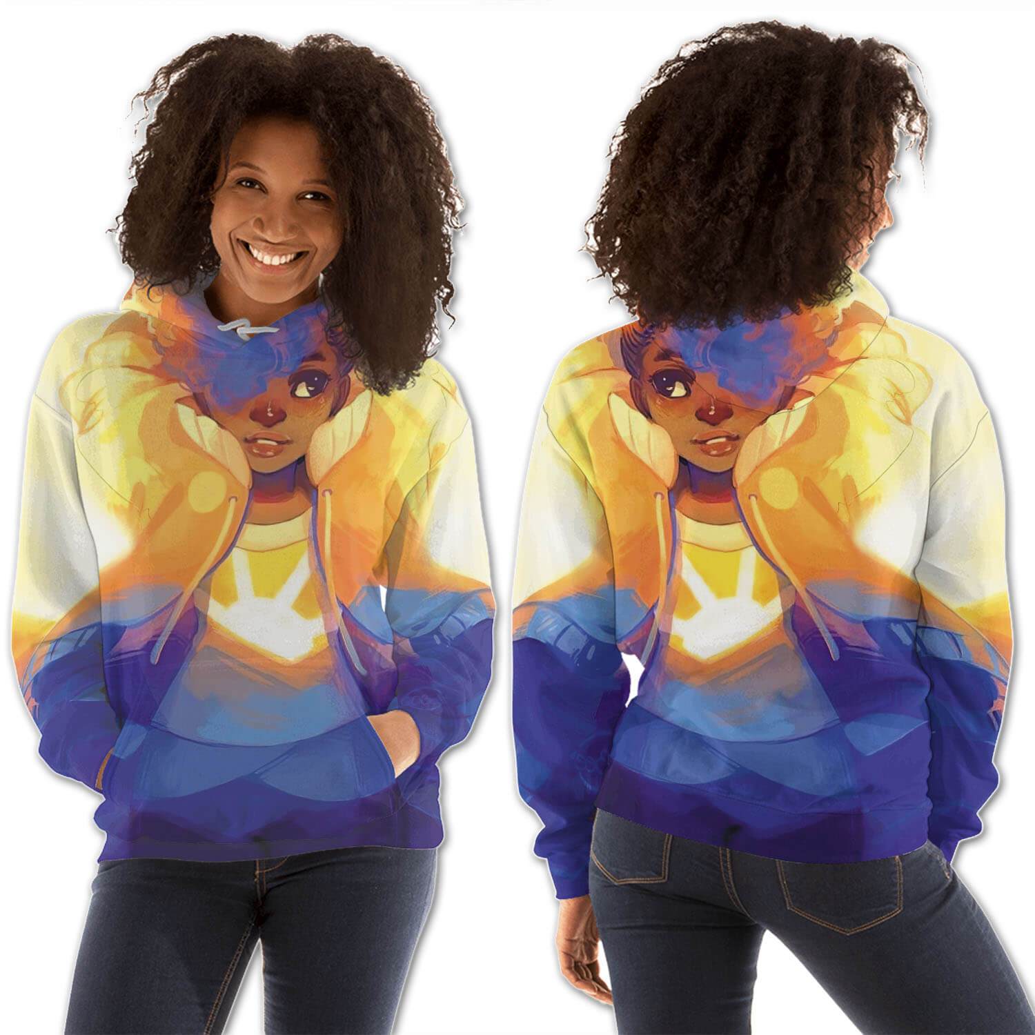 African American Hoodies Cute Girl With Afro All Over Print Womens Hooded Sweatshirt African American Clothing BPS99110