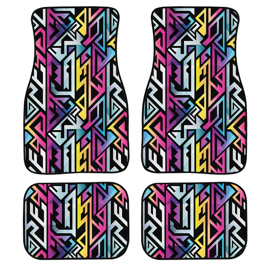 Colorful Geometric Tribal Pattern Print Front And Back Car Floor Mats, Front Car Mat