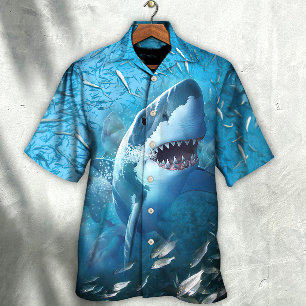 Shark Swims Through Baitfish Shoal Hawaiian Shirt