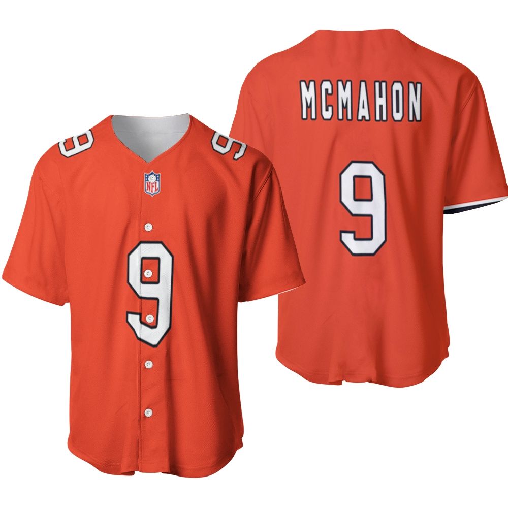 Chicago Bears Jim Mcmahon #9 NFL Great Player American Football Team Custom Game Orange 3D Designed Allover Gift For Bears Fans Baseball Jersey