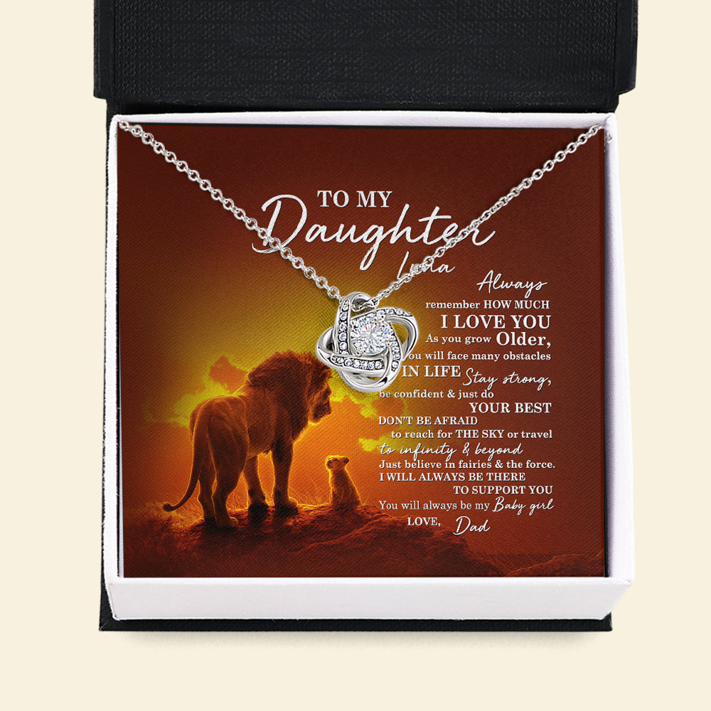 To My Daughter Necklace You Will Always Be My Baby Girl Love Knot Necklace Xl043F