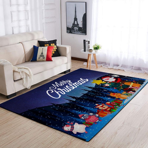 Santa And Animal Christmas Area Rectangle Rug