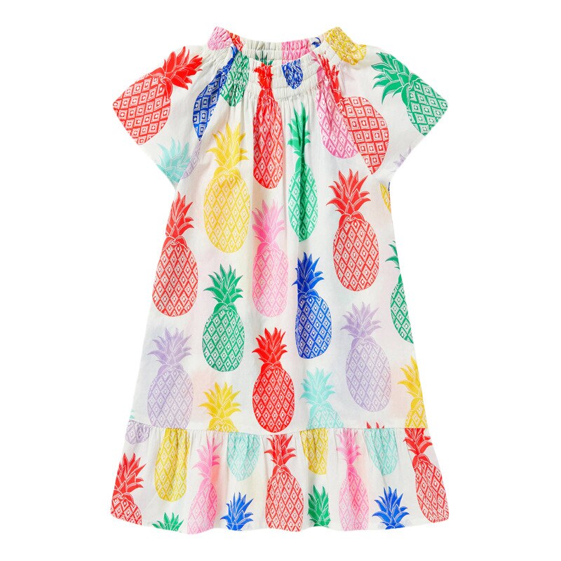 Little Maven Children Summer Baby Girl Clothes Toddler Candy Color Cotton Fruit Print Vestido Dress for Kids 2 3 4 5 6 7 Years alx