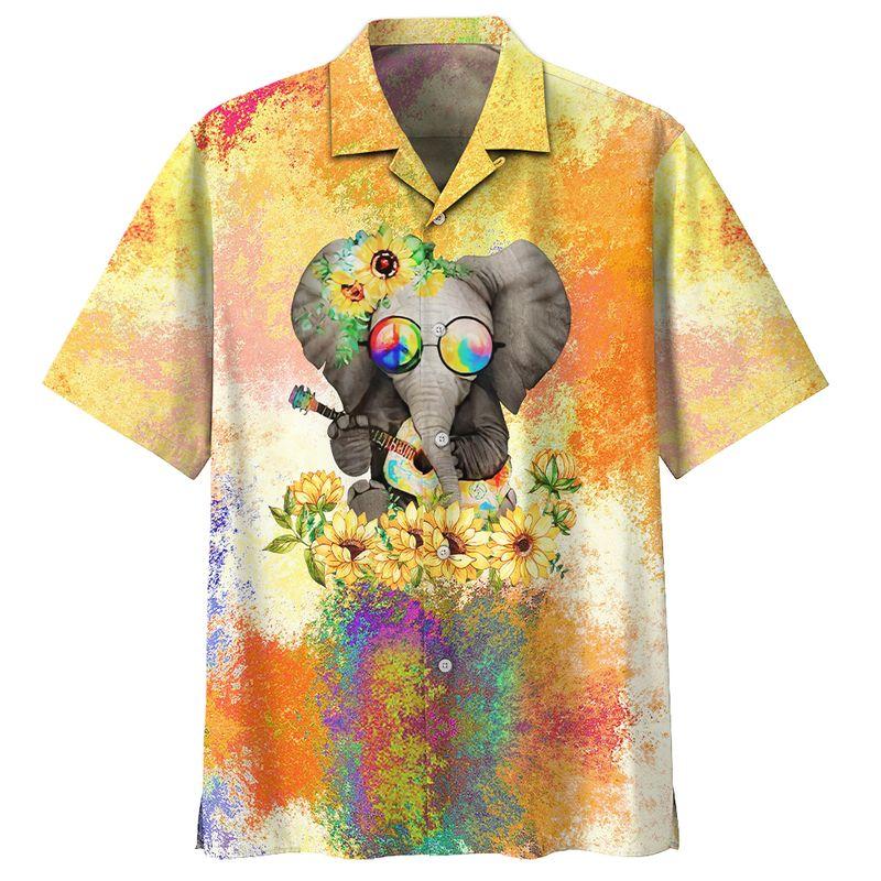 Hippie Elephant Beach Hawaiian Shirt | For Men & Women | Adult | Hw4619